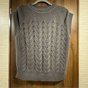 Pact Organic Cotton Grey Fisherman Cable Knit Sweater vest women’s Sz M